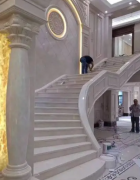杏耀平台石材旋转楼梯现场施工安装过程图